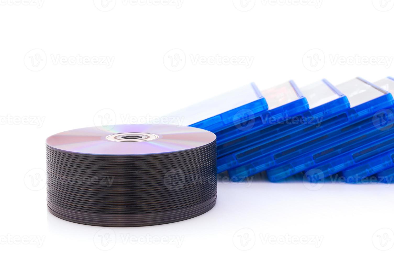 DVD box with disc on white photo