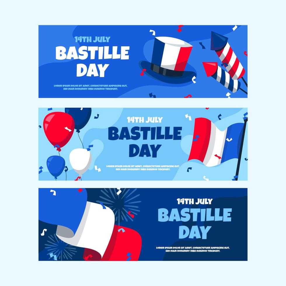 Bastille Day Banner Set vector