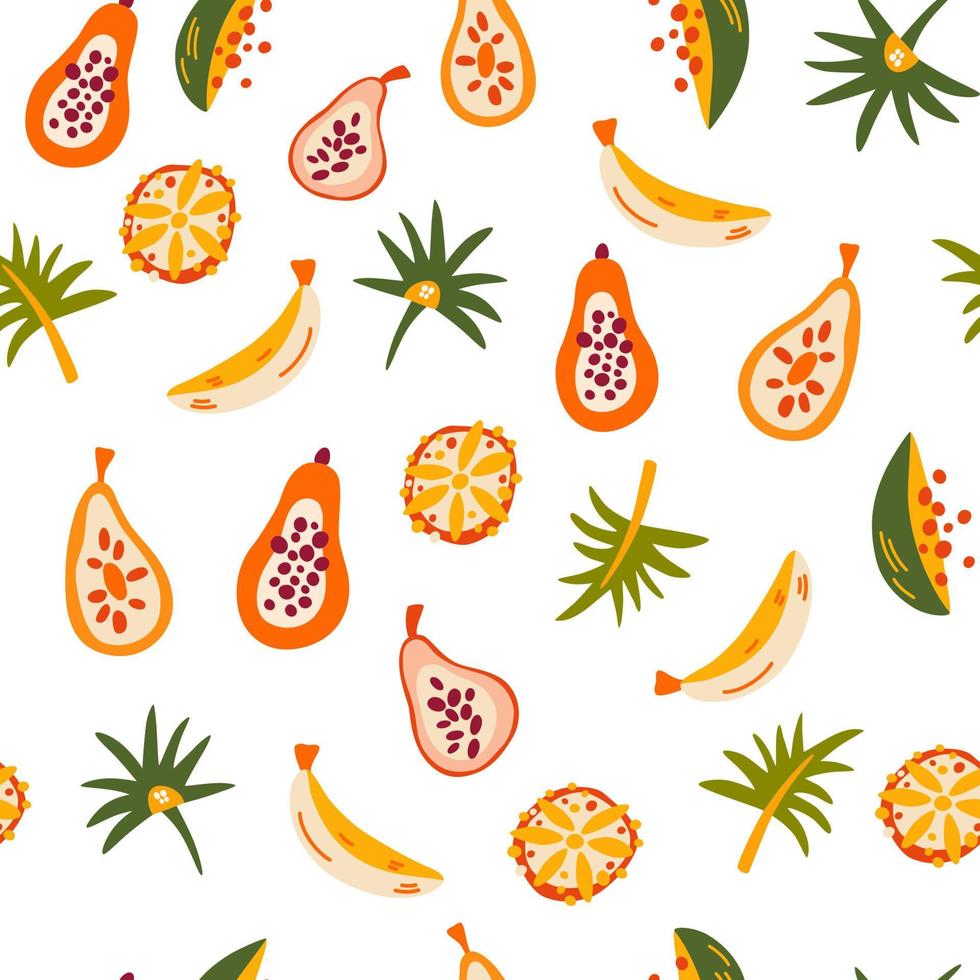 Fruit seamless pattern. Delicious sweet food. Perfect for printing, menus and restaurants, textiles, wrapping paper.  Hand drawn vector illustration
