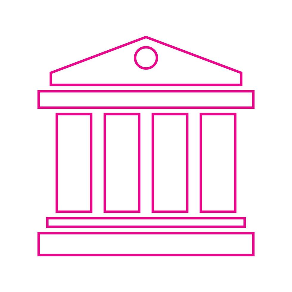 eps10 icono de línea de banco de vector rosa en estilo de moda plano simple aislado sobre fondo blanco