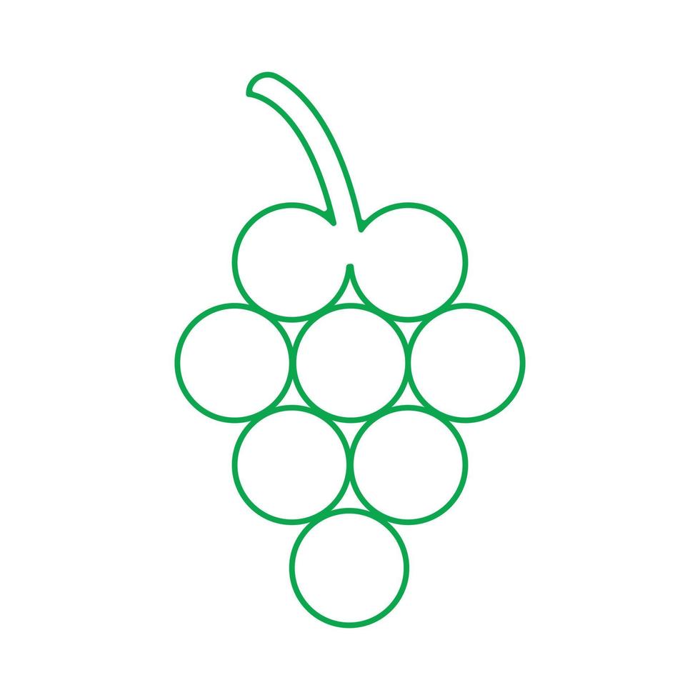 eps10 icono de arte de línea de uvas vectoriales verdes en estilo moderno plano simple aislado en fondo blanco vector
