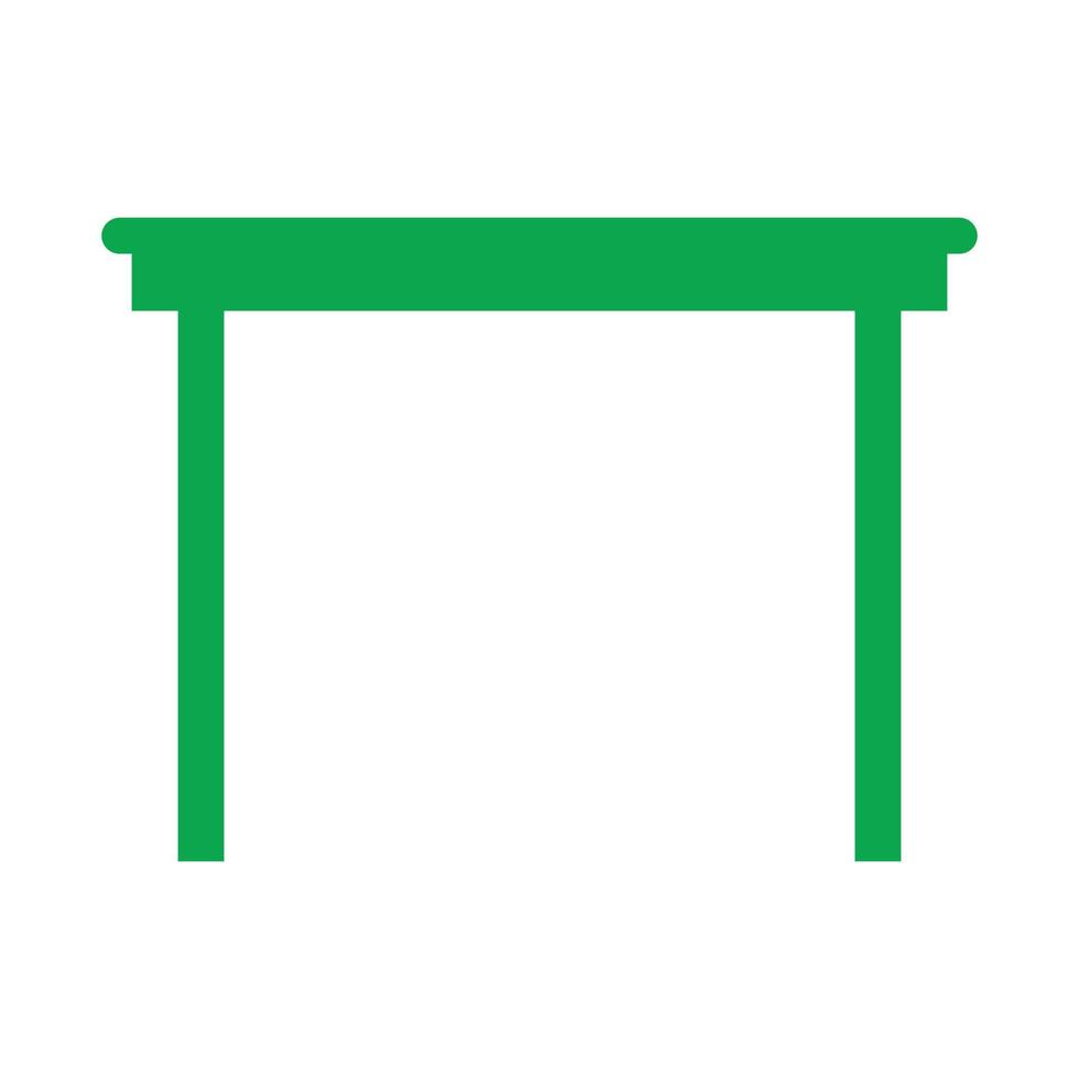 eps10 mesa de madera vectorial verde o icono de escritorio en un estilo sencillo y moderno aislado en fondo blanco vector