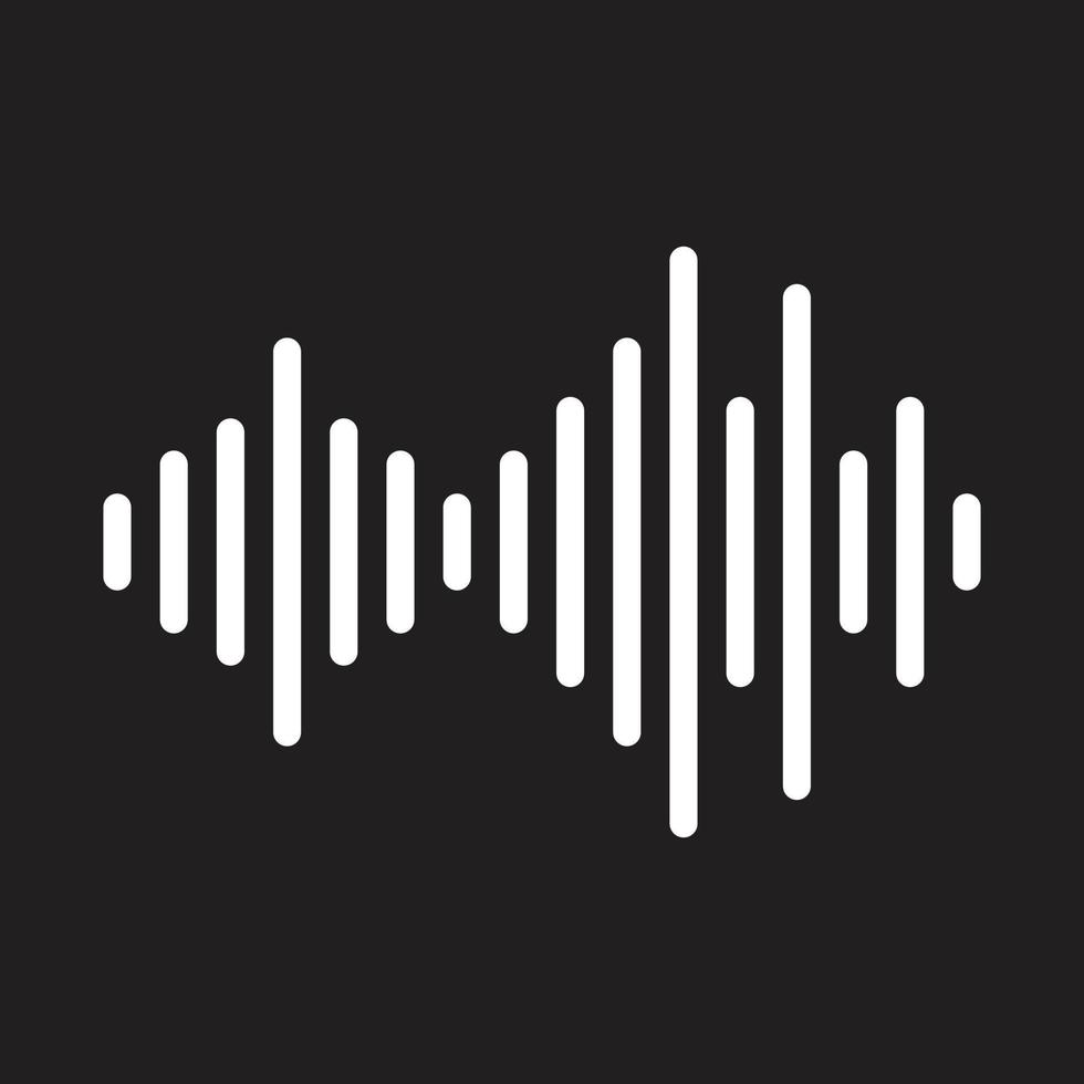 eps10 white vector sound wave line icon in simple flat trendy style isolated on black background
