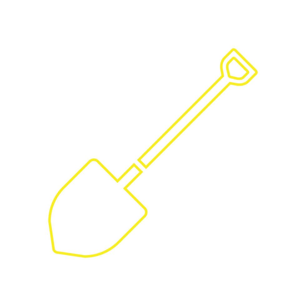 eps10 icono de arte de línea de pala de vector amarillo o logotipo en un estilo moderno plano simple aislado en fondo blanco