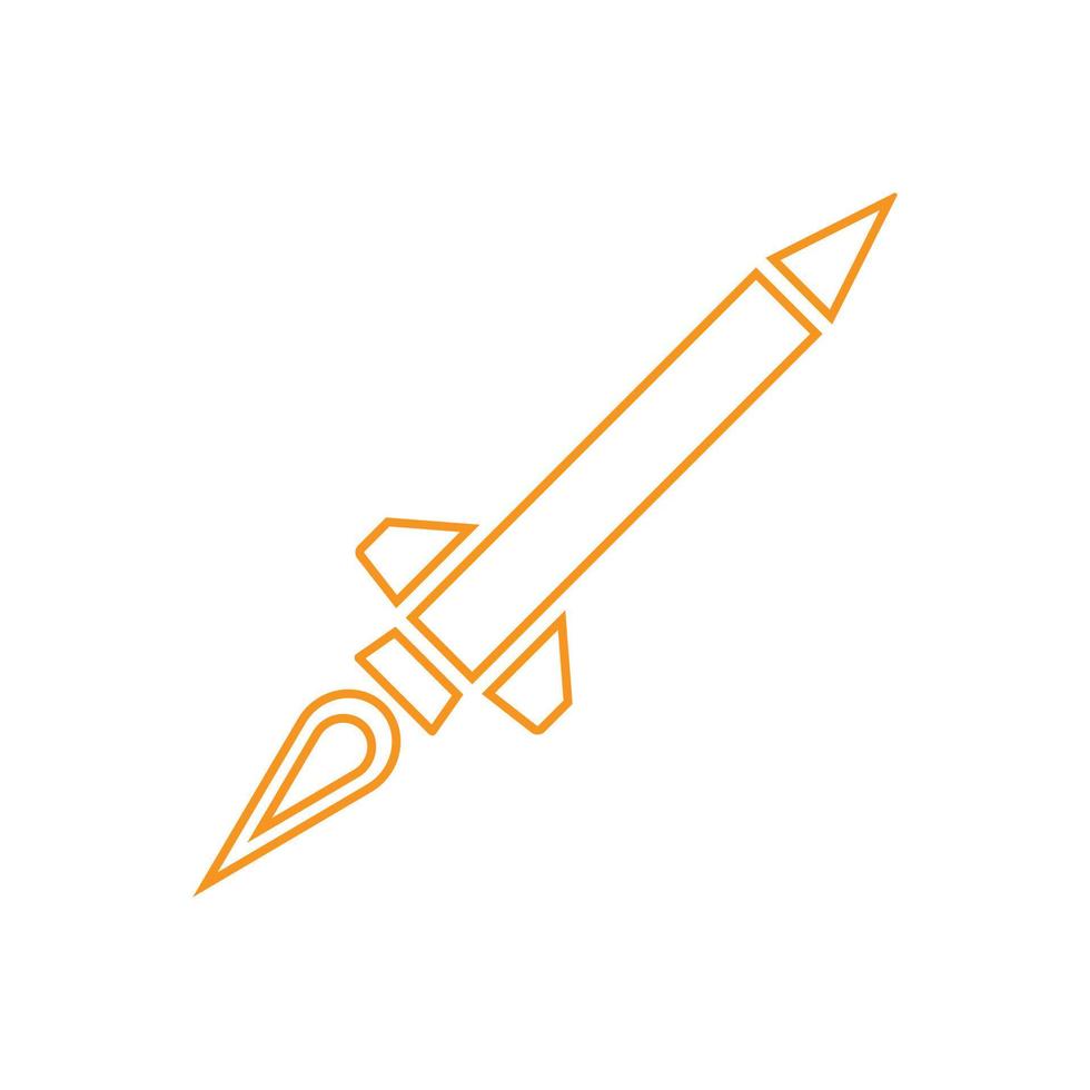 eps10 icono de línea de misil de vector naranja en estilo plano simple aislado en fondo blanco
