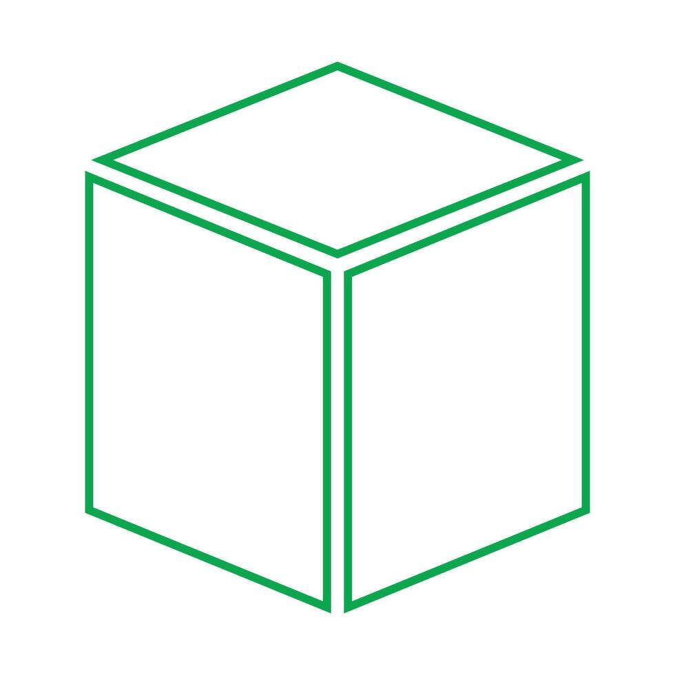 eps10 vector verde tridimensional o 3d icono de línea de cubo en un estilo simple y moderno aislado en fondo blanco