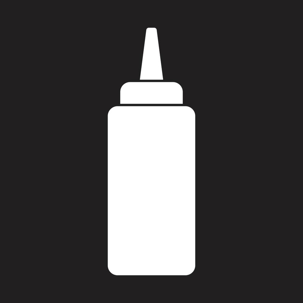 eps10 vector blanco ketchup o icono de botella de mostaza en un estilo sencillo y moderno aislado en fondo negro