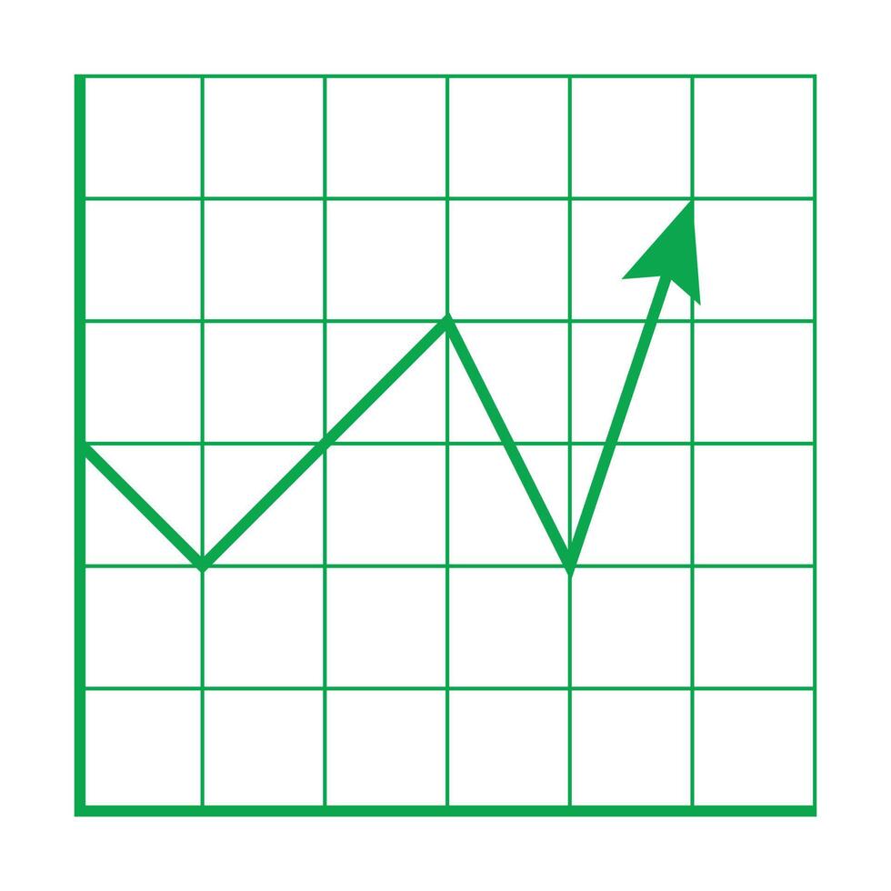 eps10 green vector growing financial market graph icon in simple flat trendy style isolated on white background