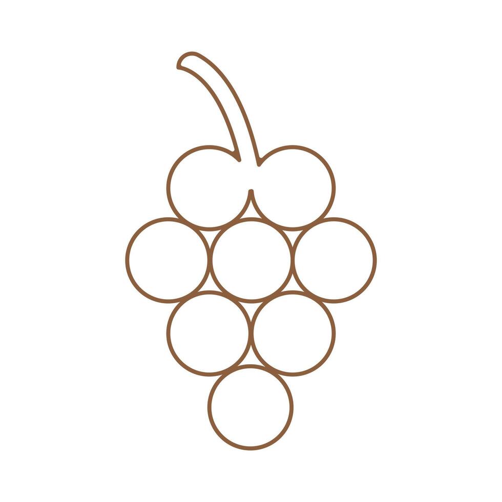 eps10 vector marrón uvas línea arte icono en estilo moderno plano simple aislado sobre fondo blanco