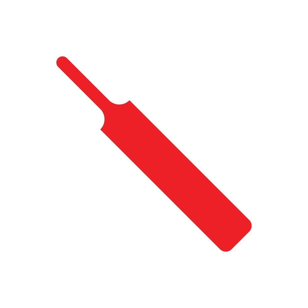 eps10 vector rojo bate de cricket icono sólido en estilo plano simple aislado en fondo blanco