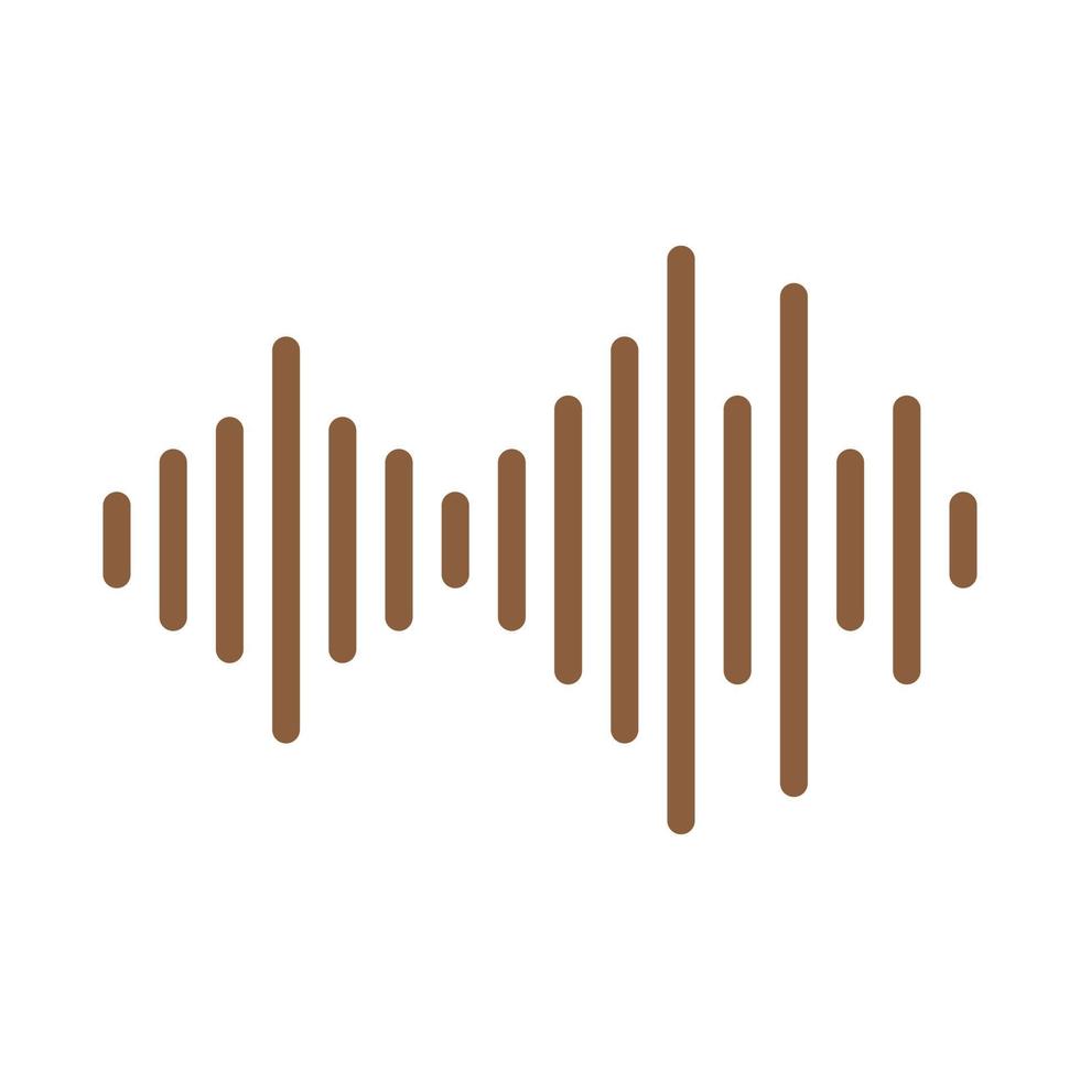 eps10 icono de línea de onda de sonido de vector marrón en estilo plano simple aislado en fondo blanco