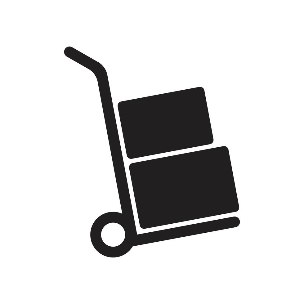 eps10 black vector Moving hand truck icon in simple flat trendy modern style isolated on white background