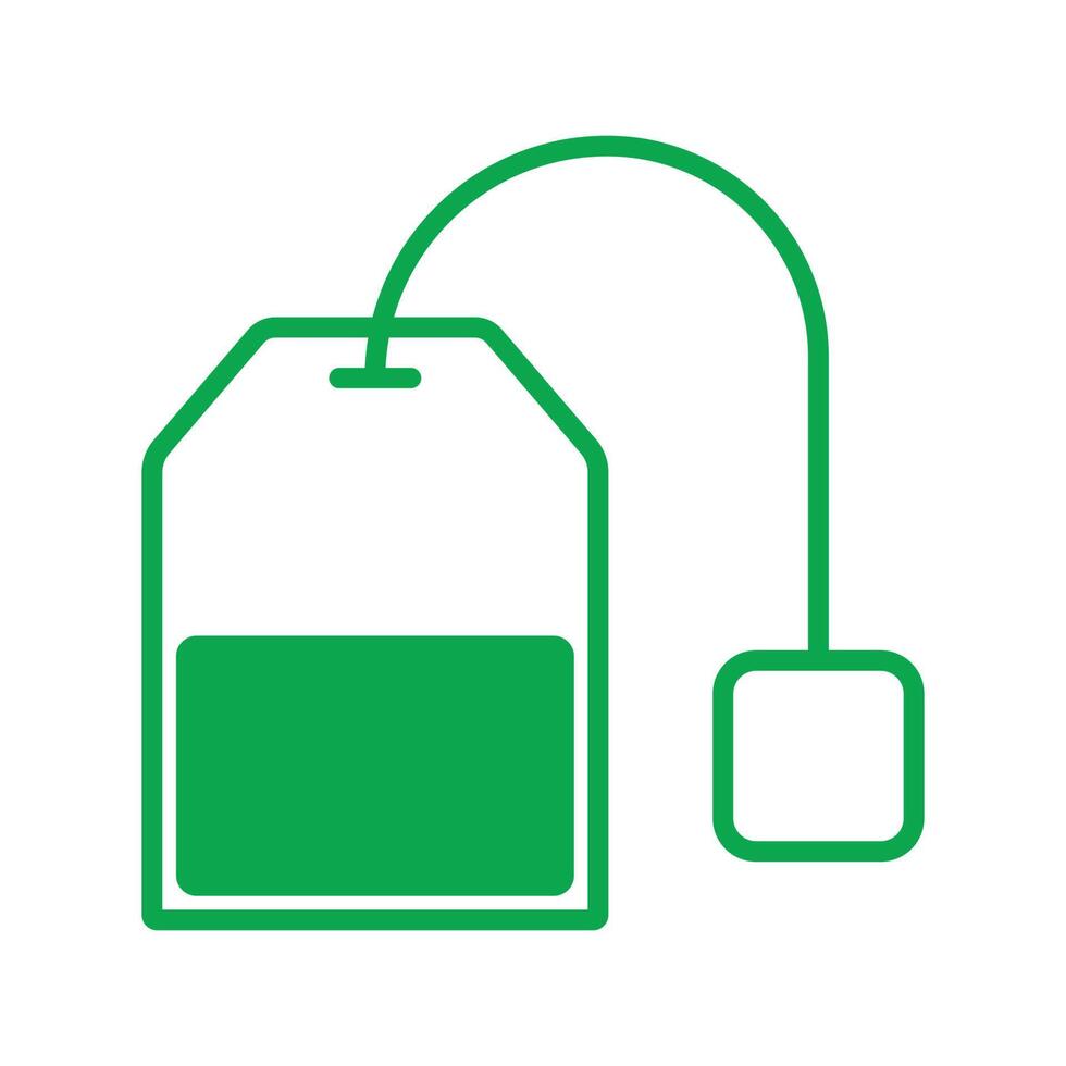 eps10 icono de arte de línea de bolsita de té vectorial verde o logotipo en estilo moderno plano simple aislado en fondo blanco vector