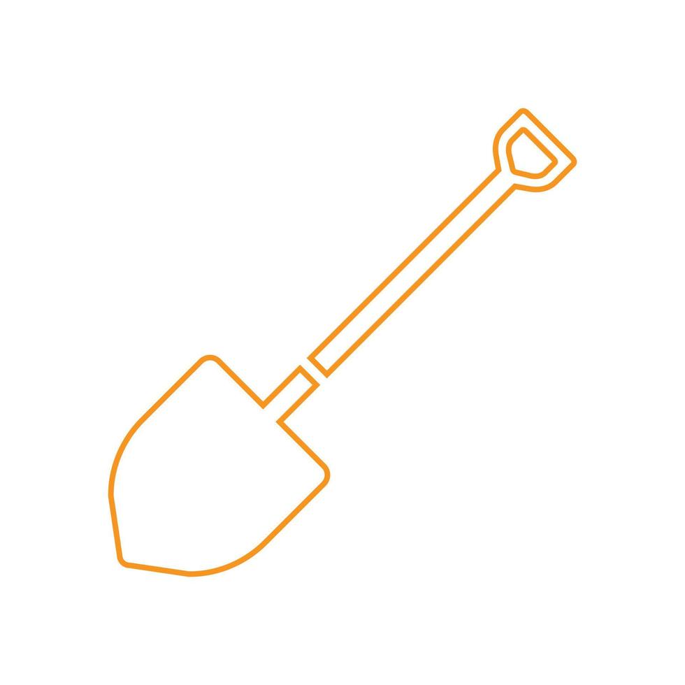 eps10 orange vector shovel line art icon or logo in simple flat trendy modern style isolated on white background