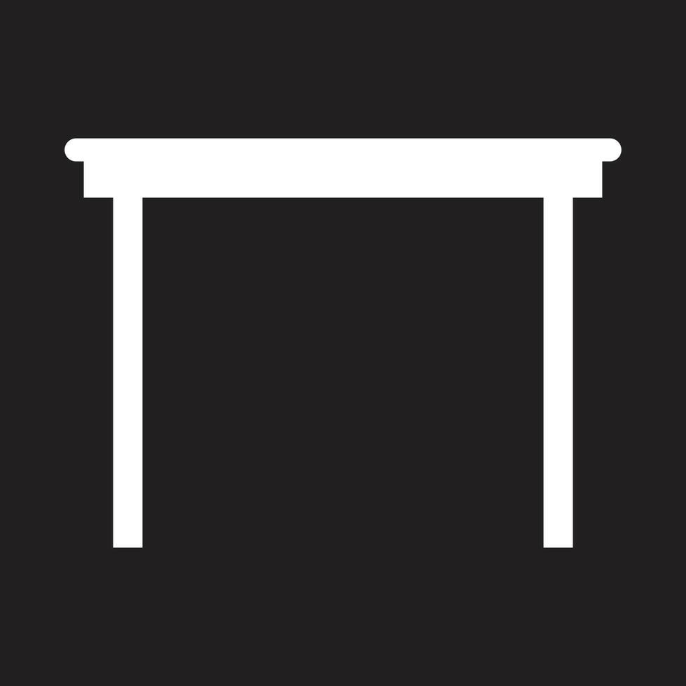 eps10 mesa de madera vectorial blanca o icono de escritorio en un estilo sencillo y moderno aislado en fondo negro vector