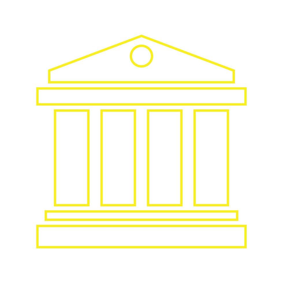 eps10 icono de línea de banco de vector amarillo en estilo de moda plano simple aislado sobre fondo blanco