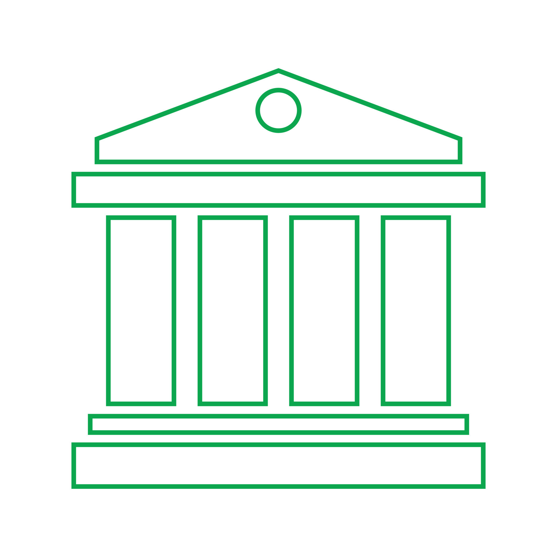 eps10 green vector bank line icon in simple flat trendy style isolated