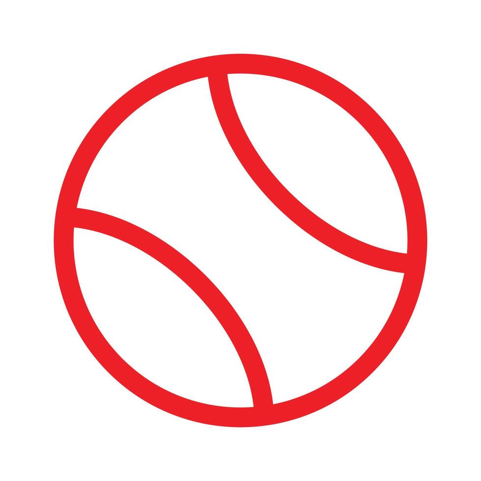 eps10 red vector tennis ball line icon in simple flat trendy style
