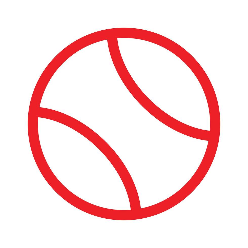 eps10 icono de línea de pelota de tenis de vector rojo en estilo de moda plano simple aislado sobre fondo blanco