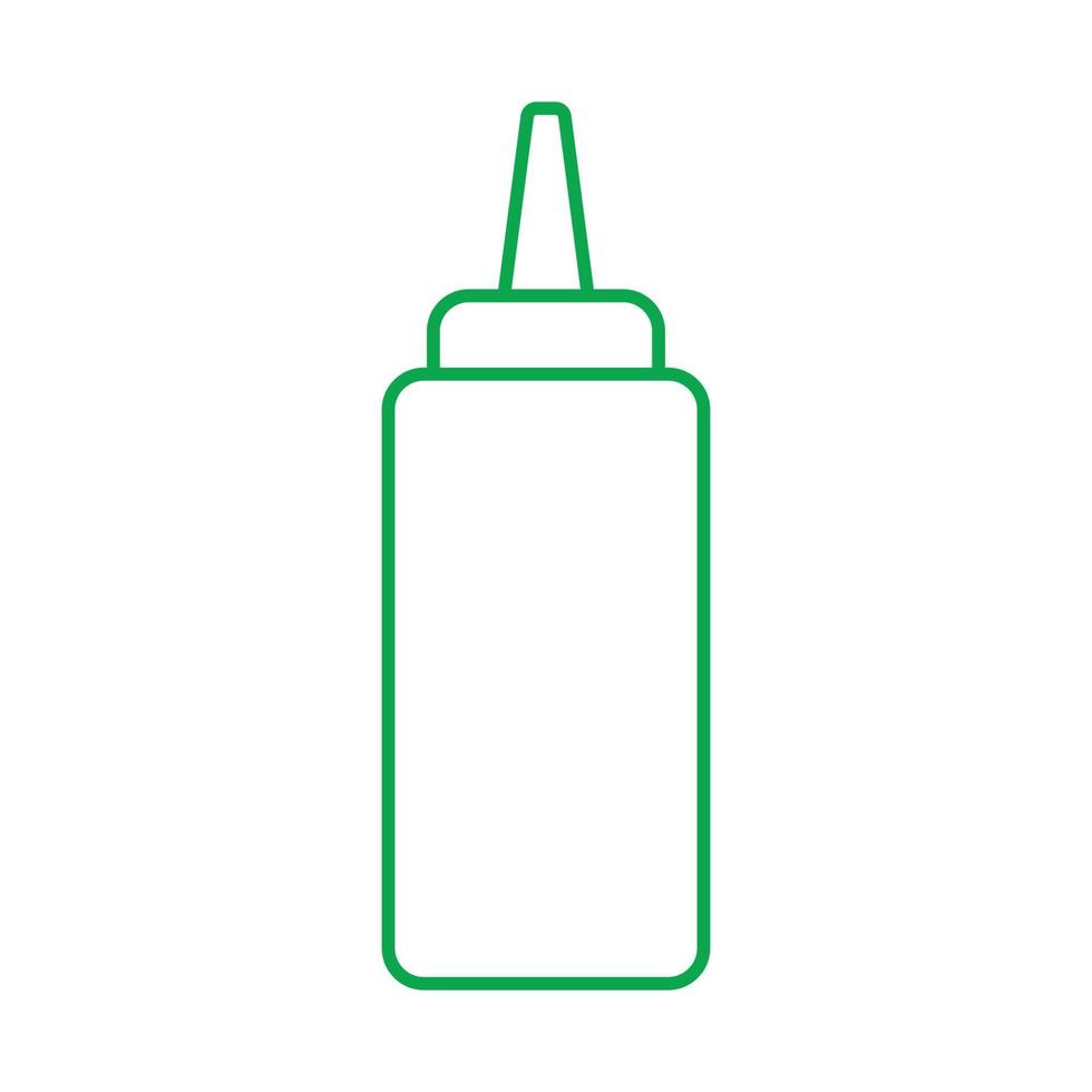eps10 vector verde ketchup o icono de línea de botella de exprimir mostaza en un estilo simple y moderno aislado en fondo blanco