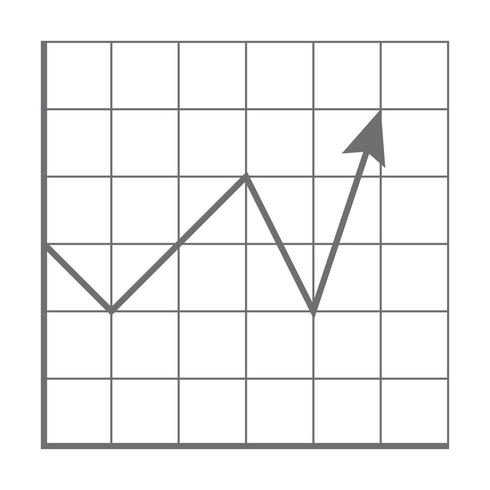 eps10 gris vector creciente icono de gráfico de mercado financiero en estilo simple plano de moda aislado sobre fondo blanco