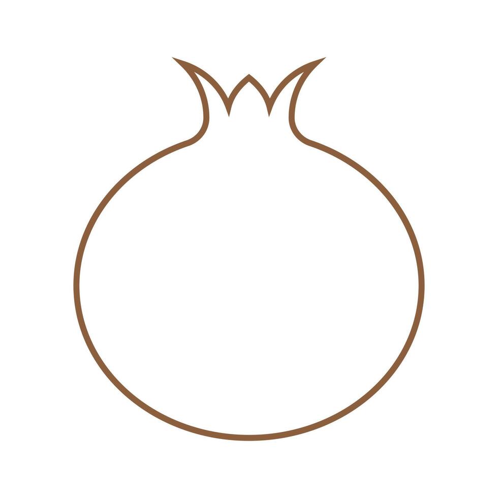 eps10 icono de línea de fruta de granada de vector marrón en estilo moderno plano simple aislado en fondo blanco