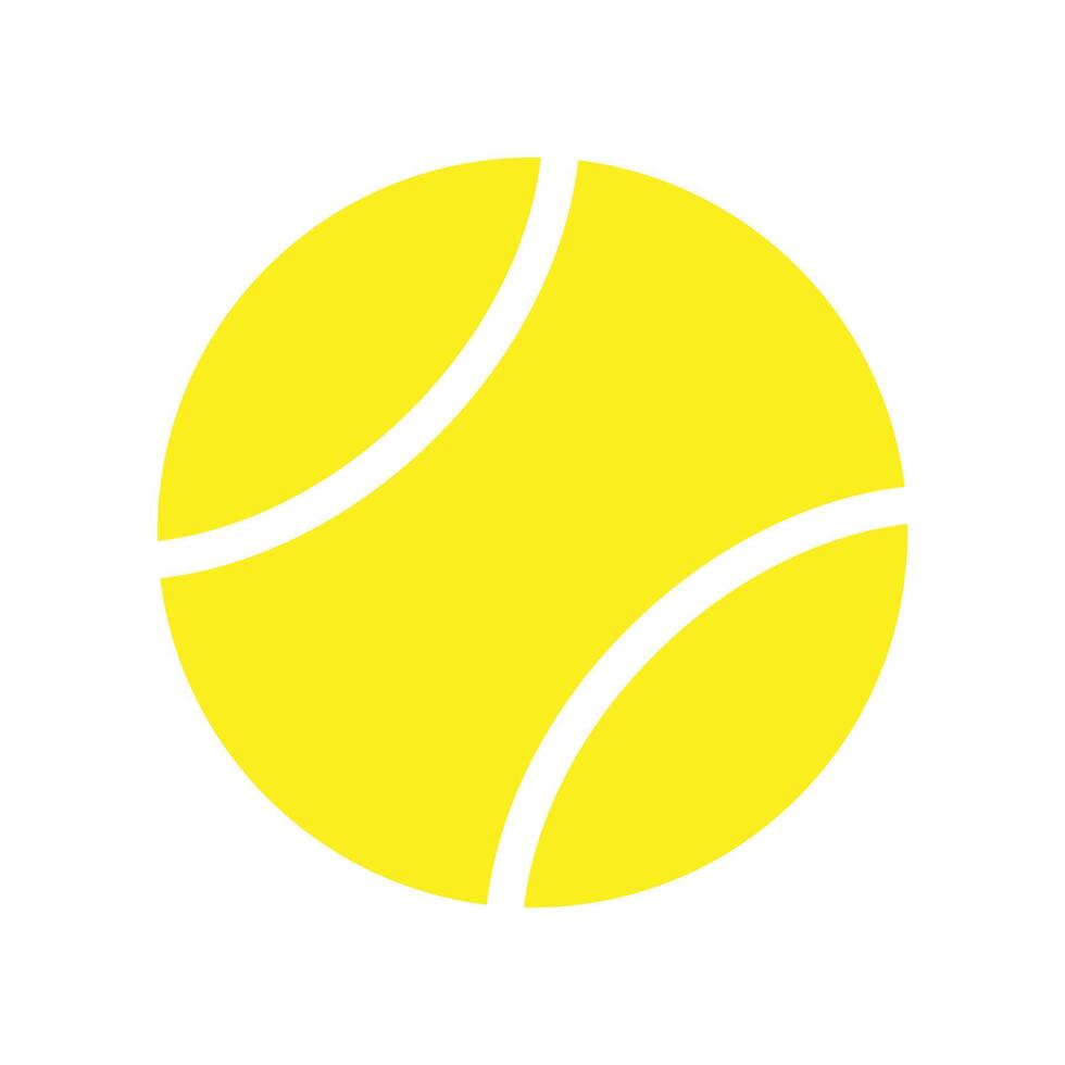 eps10 icono de pelota de tenis de vector amarillo en estilo plano simple aislado en fondo blanco