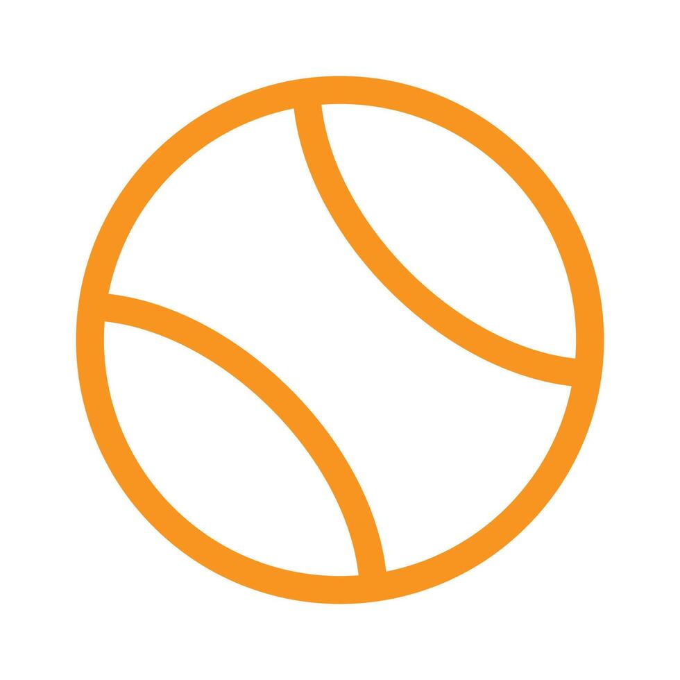 eps10 icono de línea de pelota de tenis de vector naranja en estilo plano simple aislado en fondo blanco