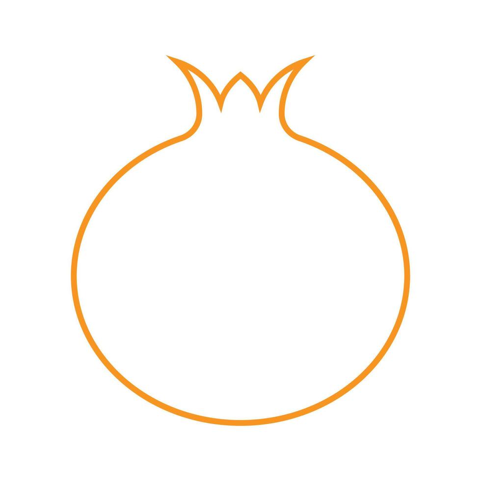 eps10 icono de línea de fruta de granada de vector naranja en estilo moderno plano simple aislado en fondo blanco