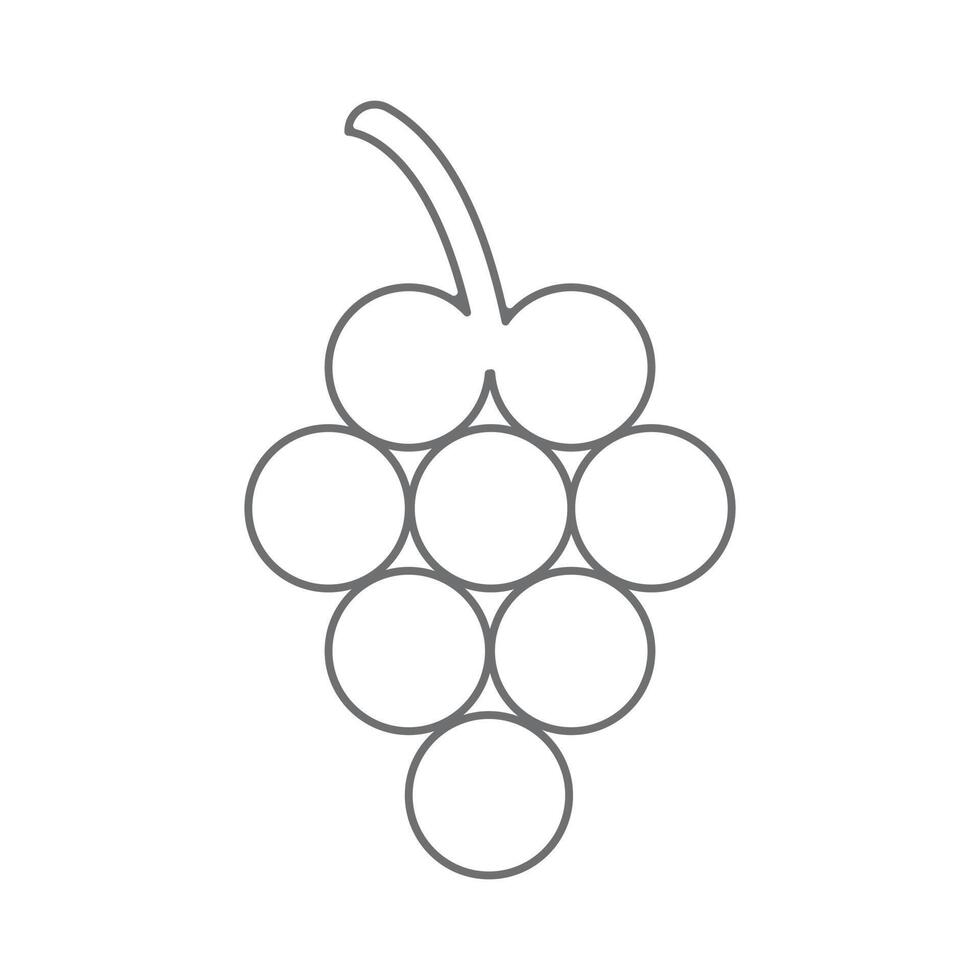 eps10 vector gris uvas línea arte icono en estilo moderno plano simple aislado sobre fondo blanco