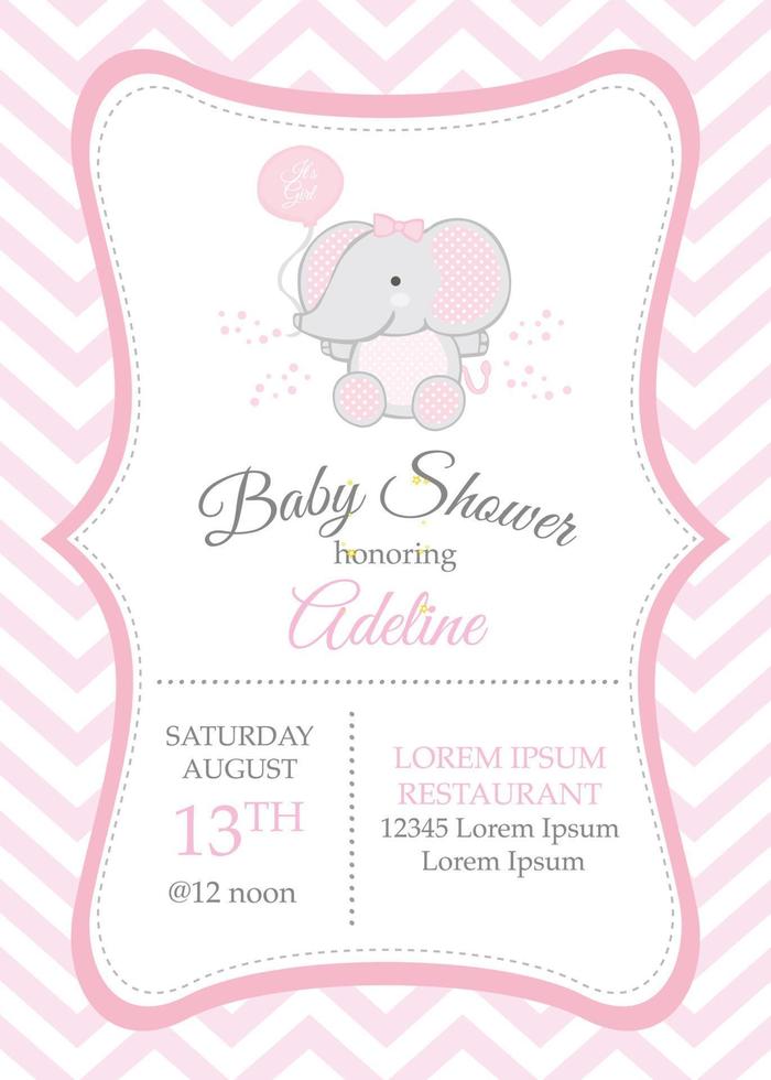 Baby shower card with cute elephant vector