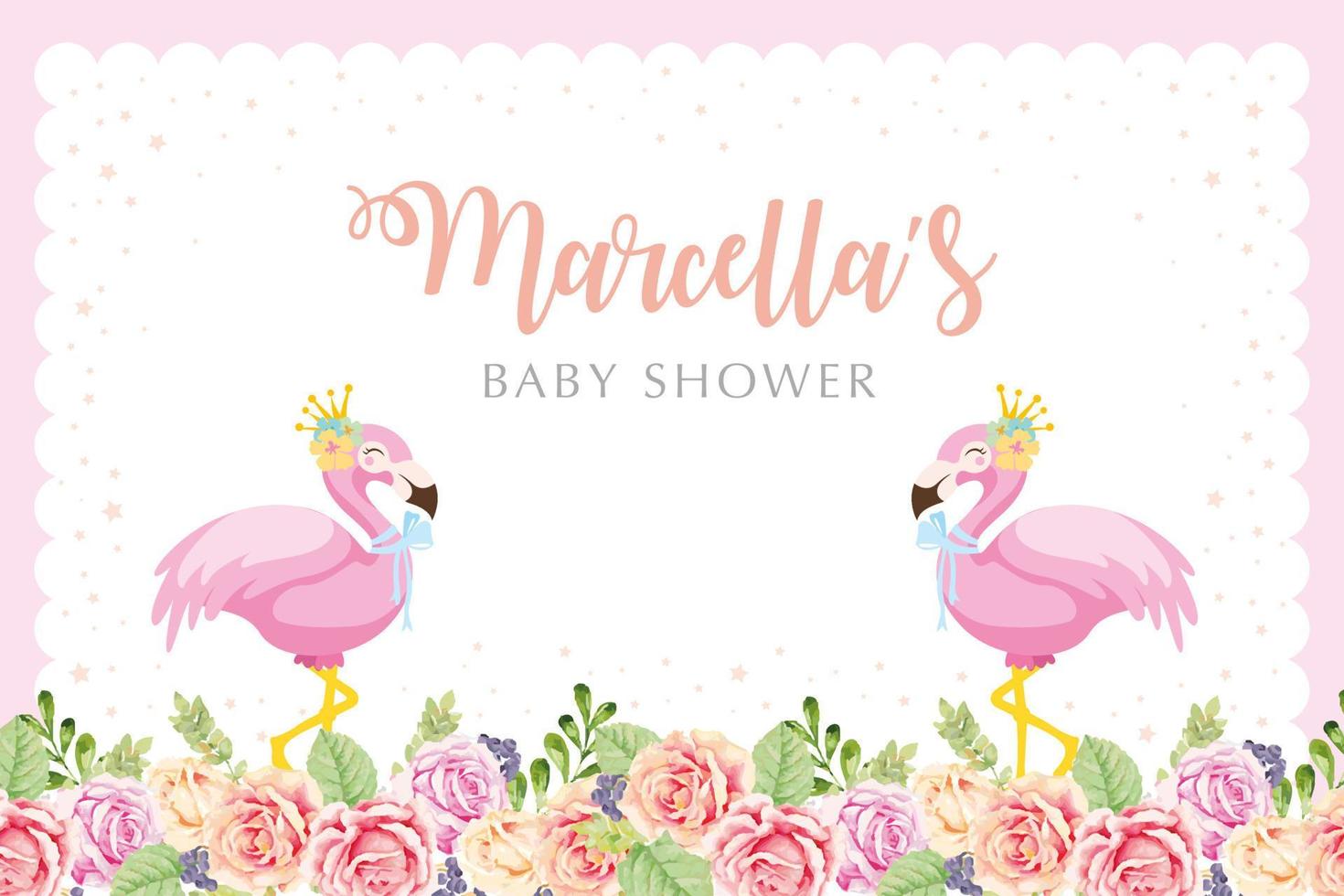 Flamingo baby shower party backdrop vector