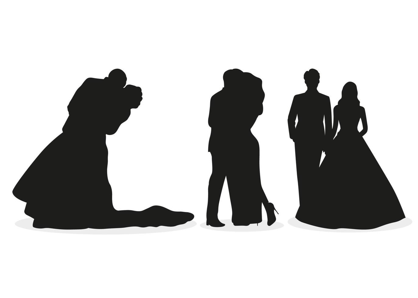 wedding couples in silhouette Free Vector