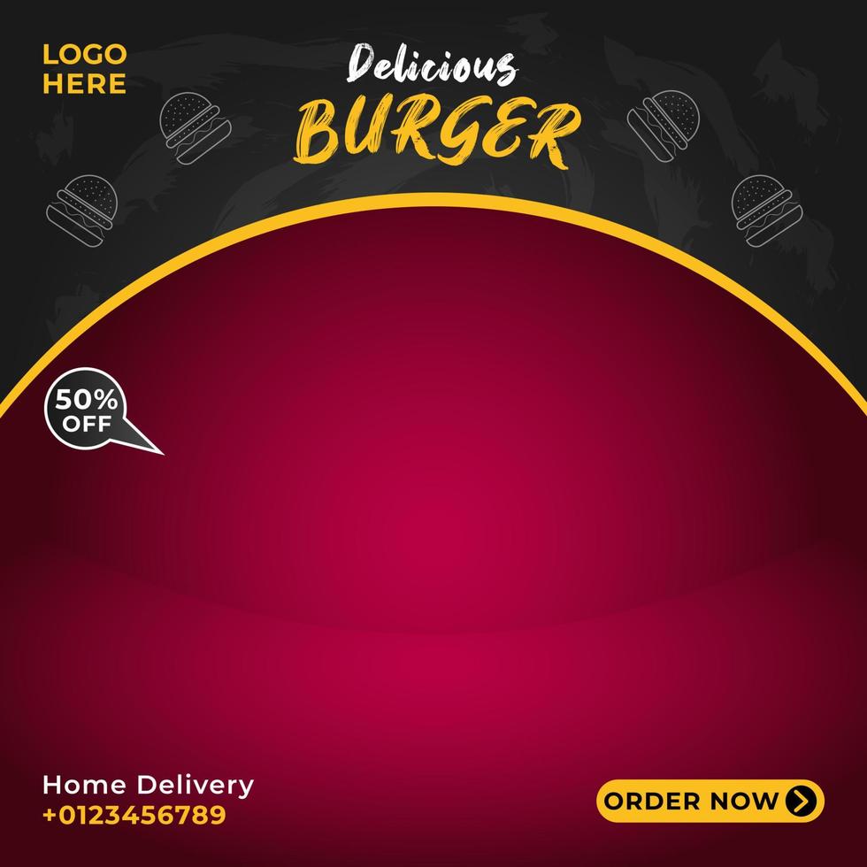 Burger or fast Food social media post template vector