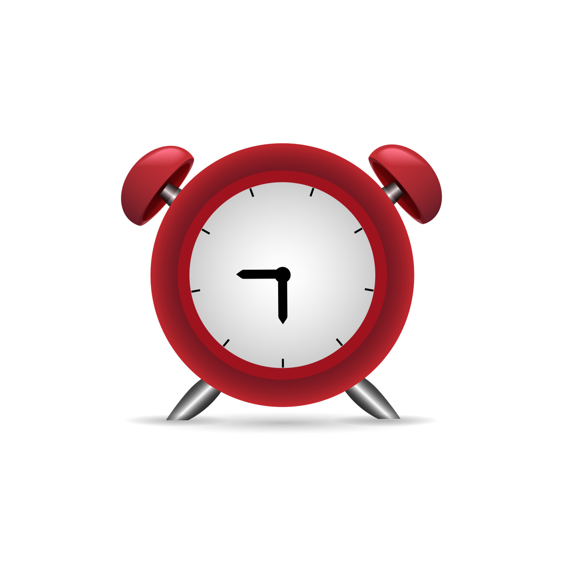 Vector realistic 3d illustration of red alarm clock, isolated on white  background. Retro style clock. Five minutes to twelve o'clock. 7980487  Vector Art at Vecteezy