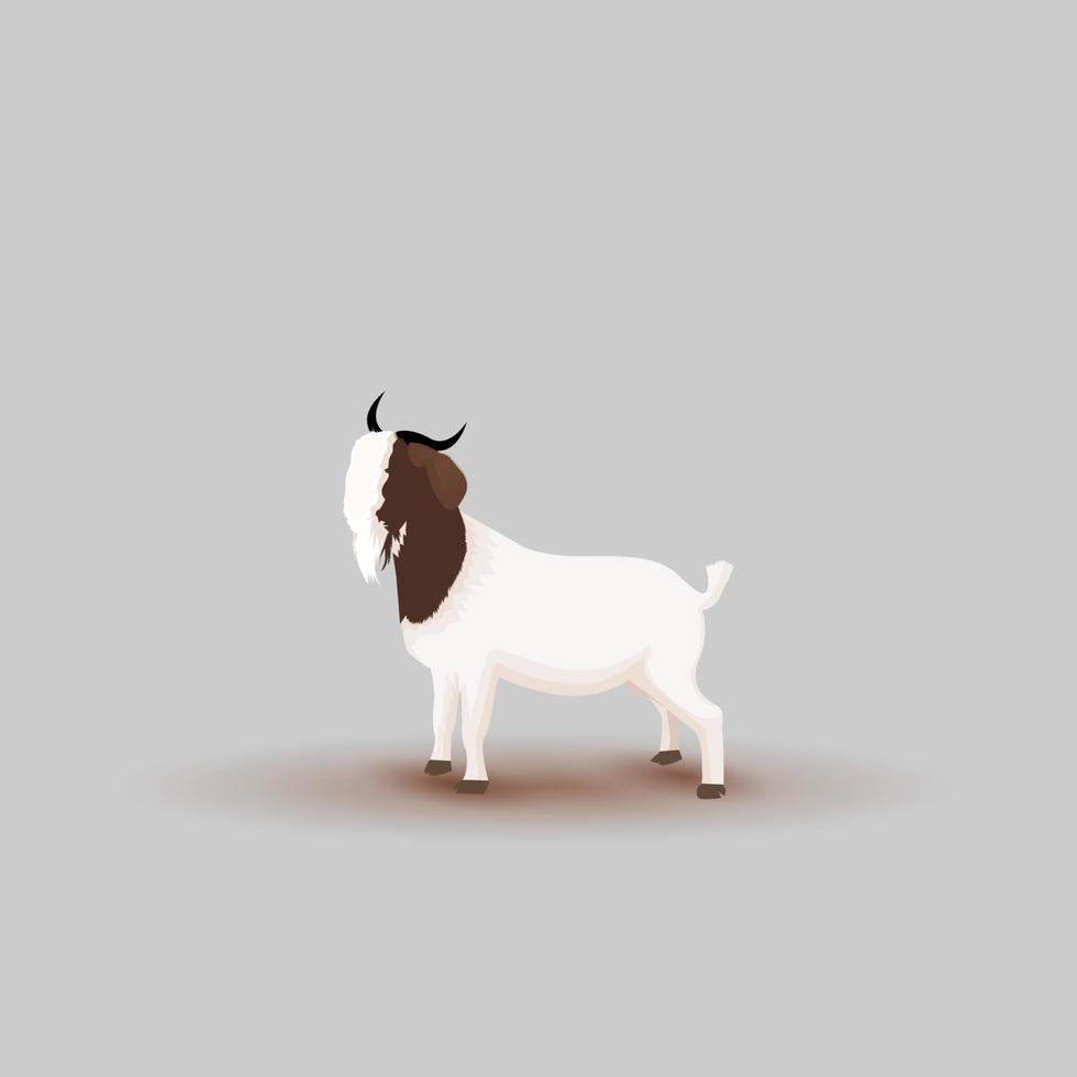 White goat, cartoon vector animal Vector