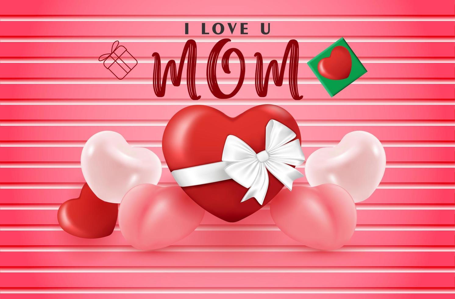 Happy Mothers Day background with hearts. Vector illustration