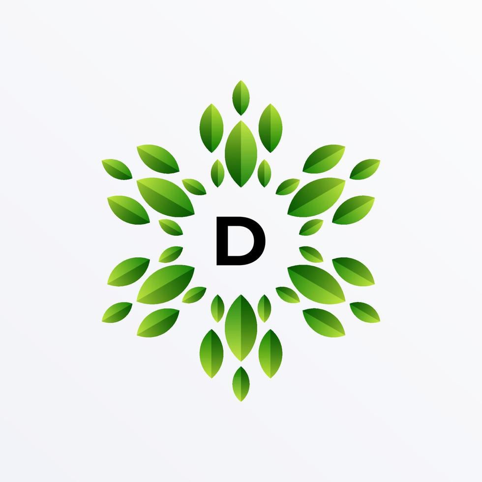 Letter D and Leaf Logo Design vector