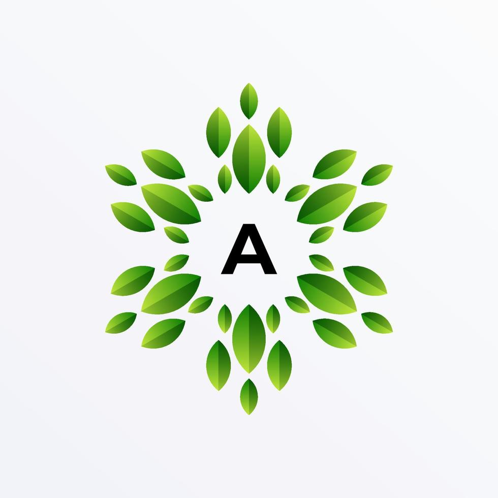 Letter A and Leaf Logo Design vector