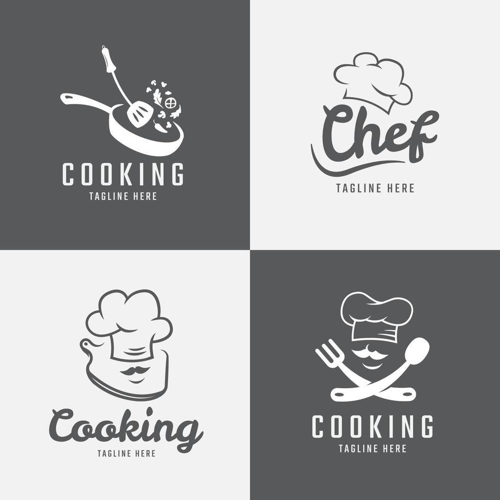 Chef cooking logo template vector