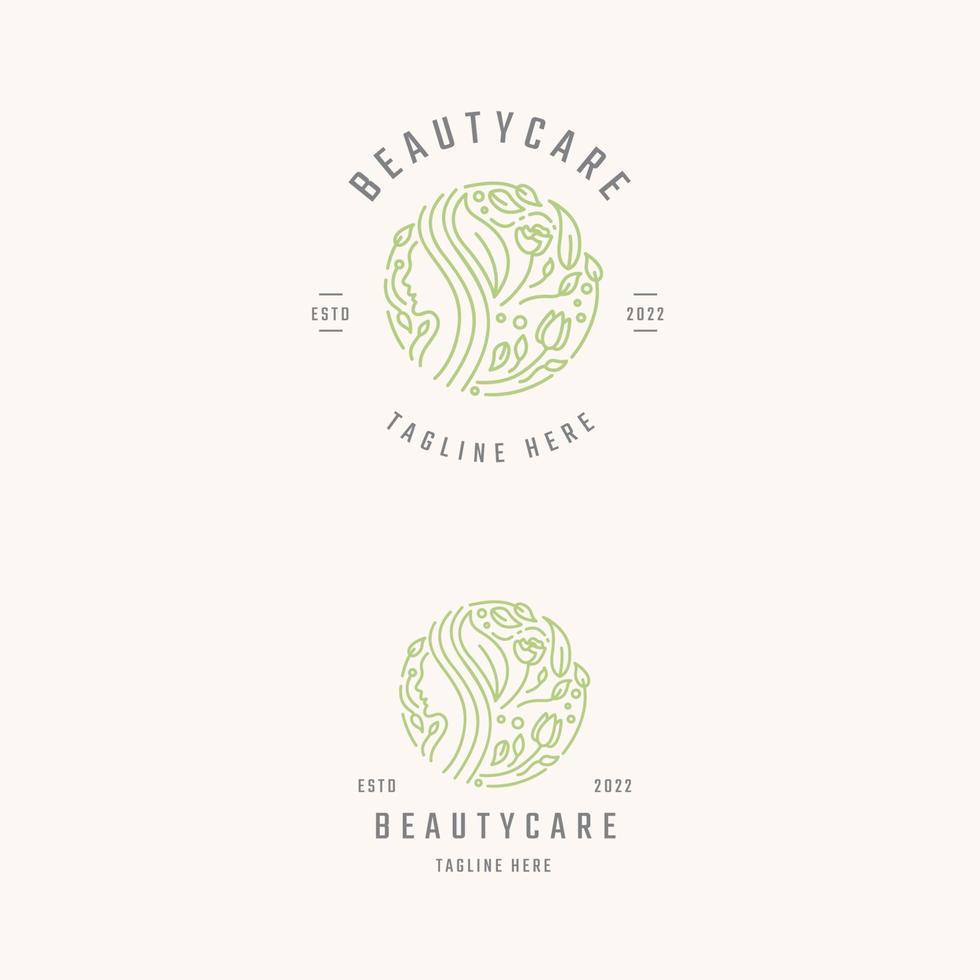 Beauty care logo template. luxury illustration brand cosmetic, boutique, spa vector