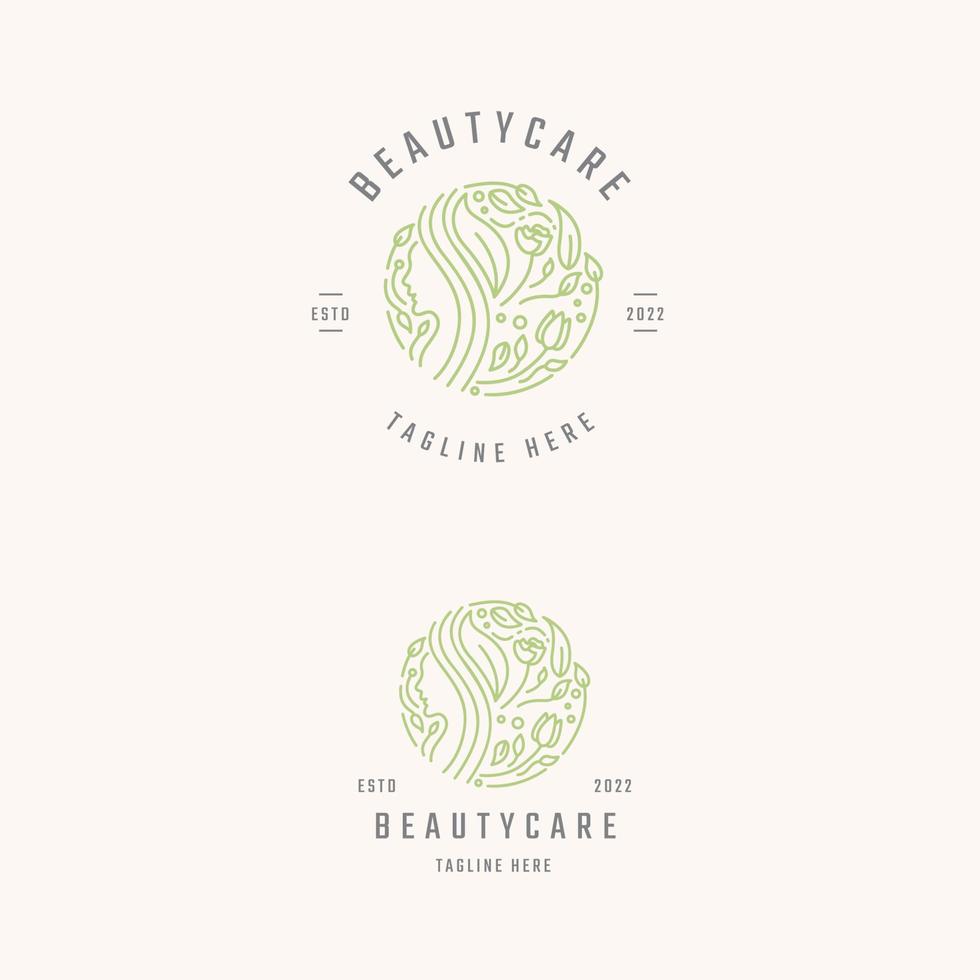 Beauty care logo template. luxury illustration brand cosmetic, boutique, spa vector