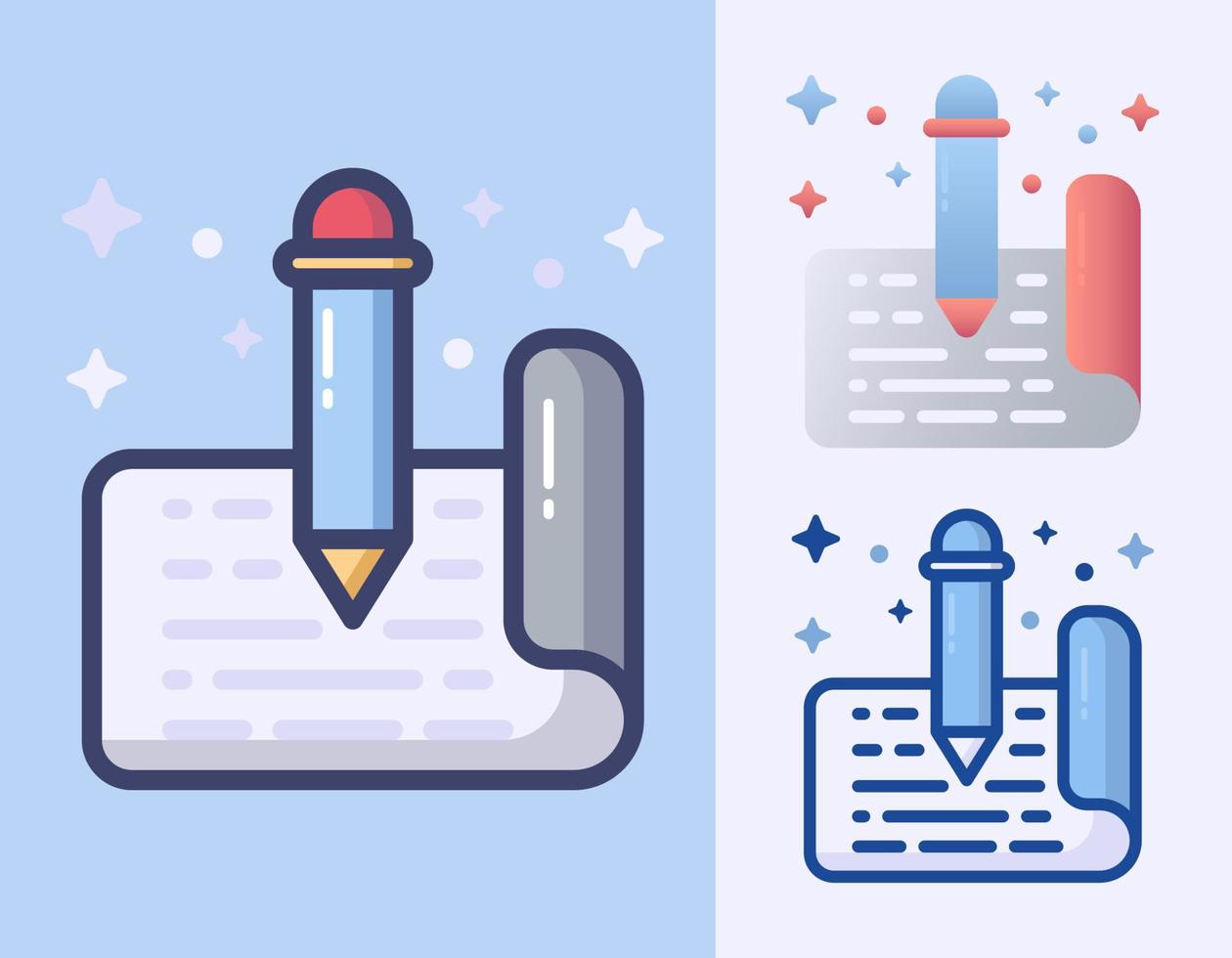 writing document with pencil cartoon vector isolated icon Illustration