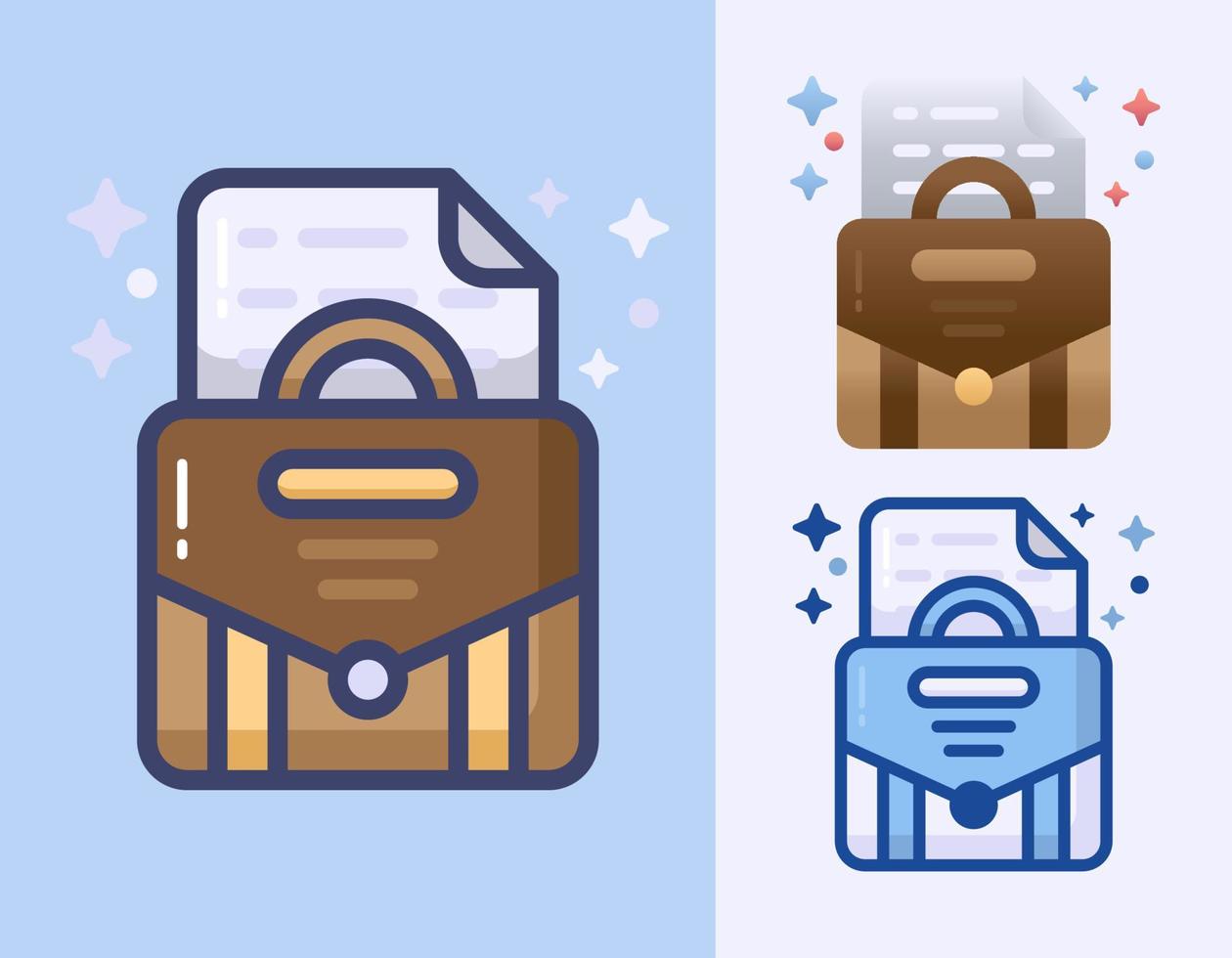 Briefcase and document cartoon vector isolated icon Illustration