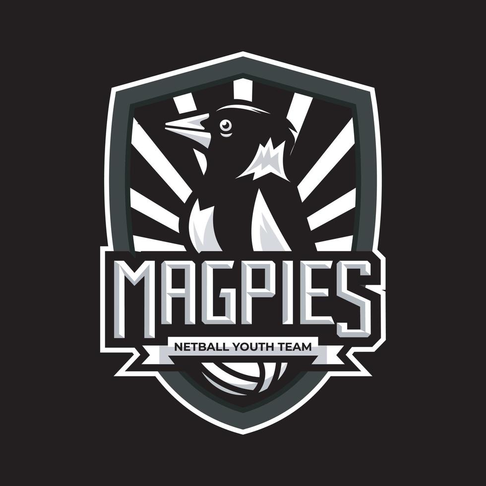 magpies mascot netball logo design vector