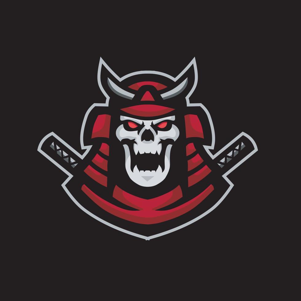 skull samurai mascot gaming logo design vector
