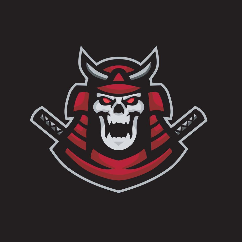 skull samurai mascot gaming logo design vector