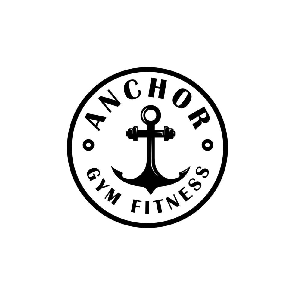 logotipo de diseño de combinación de anclaje, barra de gimnasio de fitness con mancuernas, plantilla de fitness vector