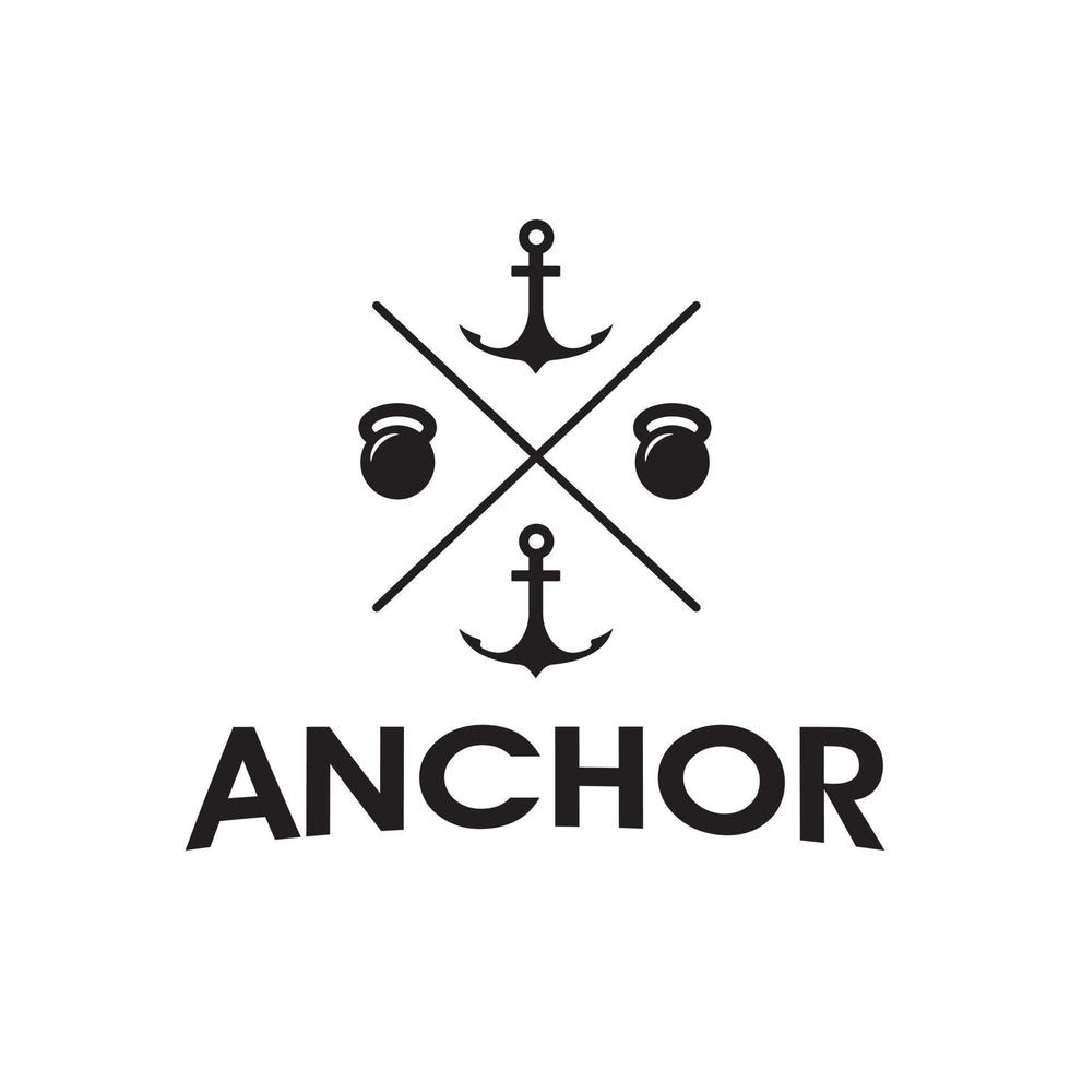 Gym fitness cross anchor symbol logo vector