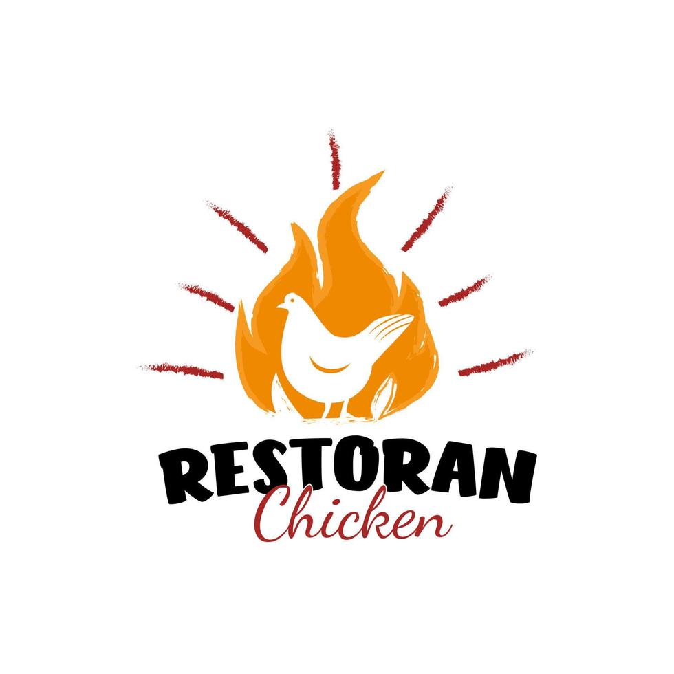 Logo Design vintage Rustic Fire Chicken illustration fast food restaurant vector